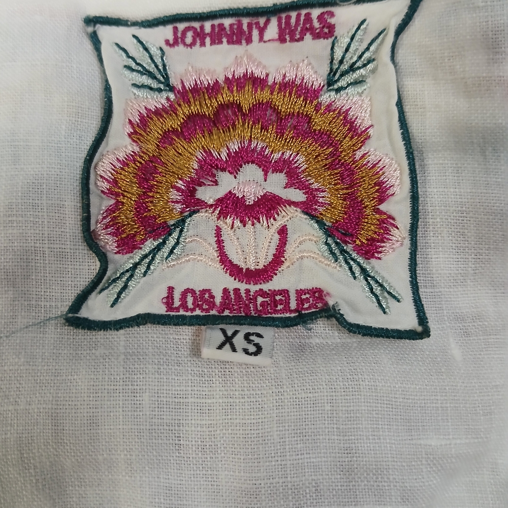 Johnny Was Velsia Embroidered Linen Bolero XS White Boho Jacket - Picture 3 of 6